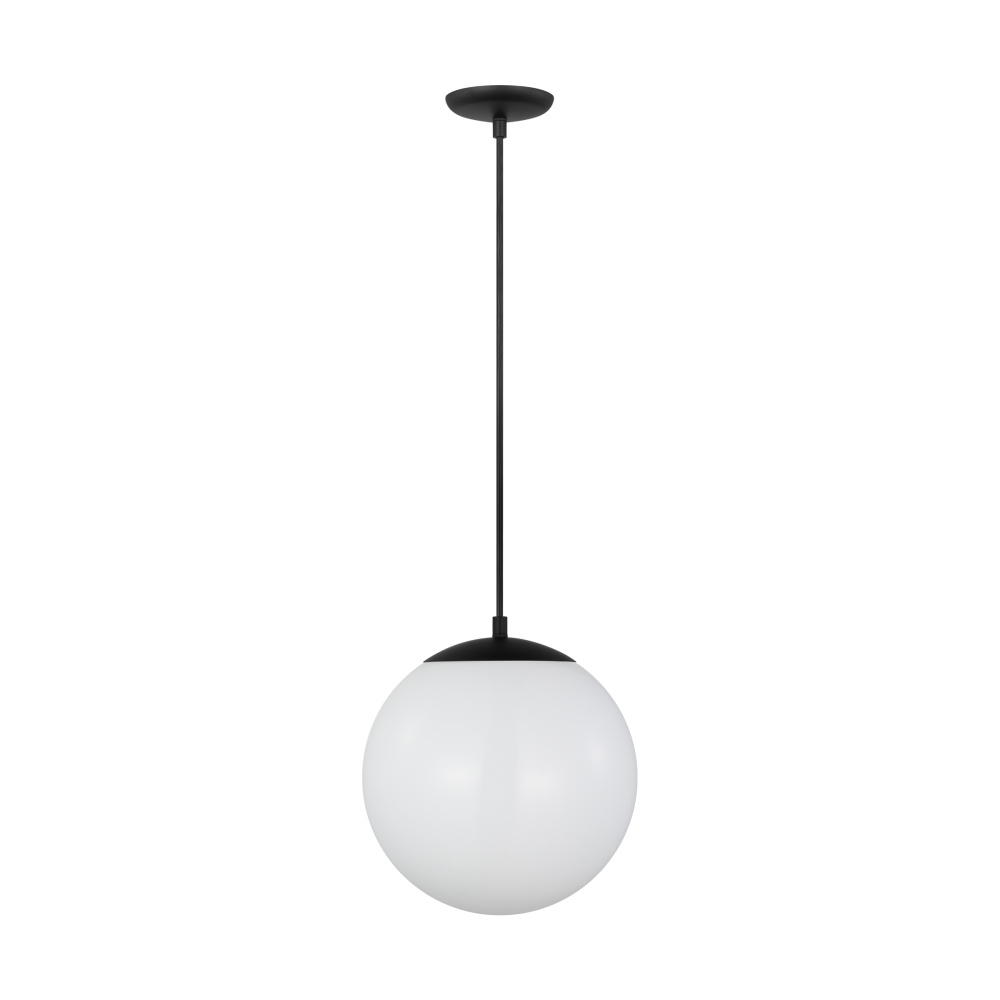 Leo - Hanging Globe Large One Light Pendant with White Glass